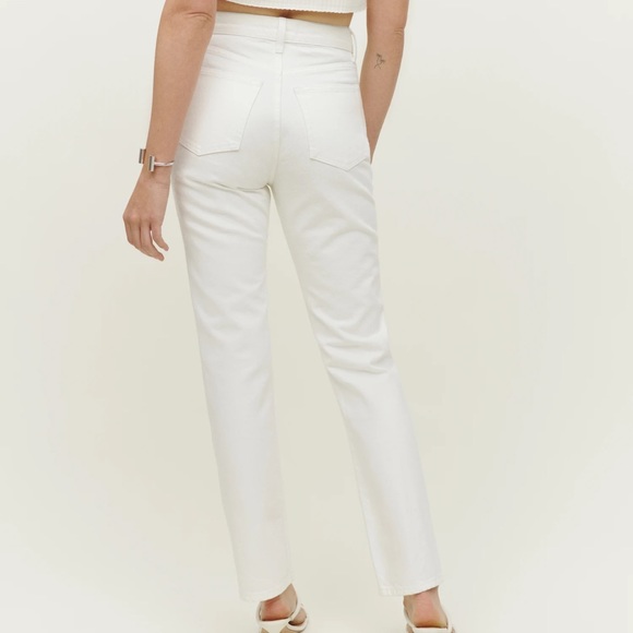 Reformation Cynthia High Rise Straight Jeans, White, Size 27 - Picture 2 of 4